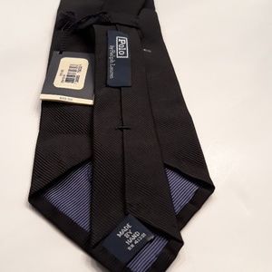 Polo Ralph Lauren black silk/cotton tie (New)